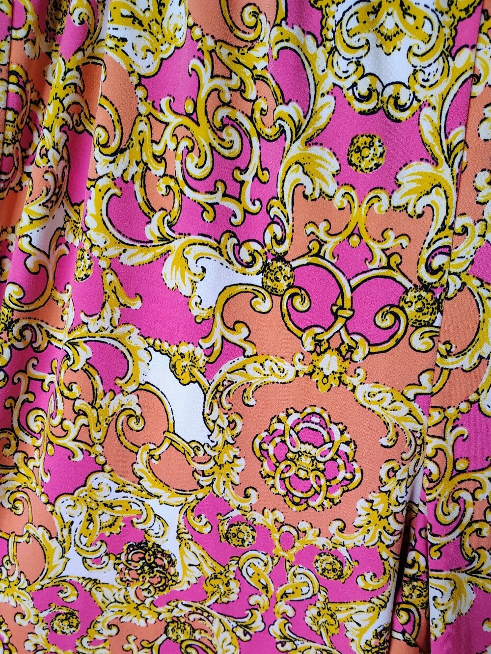 Serena Williams Signature Statement Pink Baroque Scroll Print Leggings Women's L